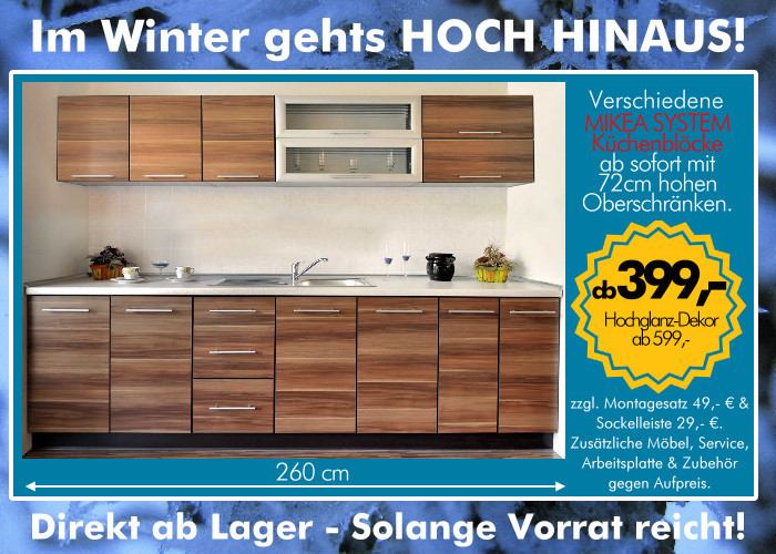 Alle MIKEA Küchenblöcke mit 72cm hohen Oberschränken