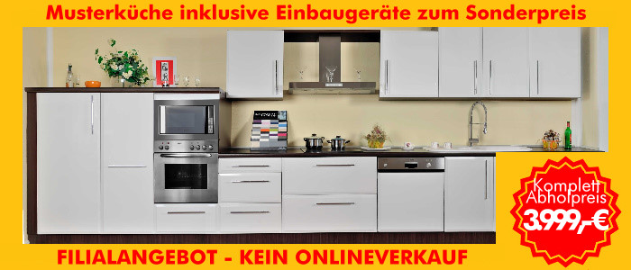 Musterküche zum Abholpreis inklusive Einbaugeräte